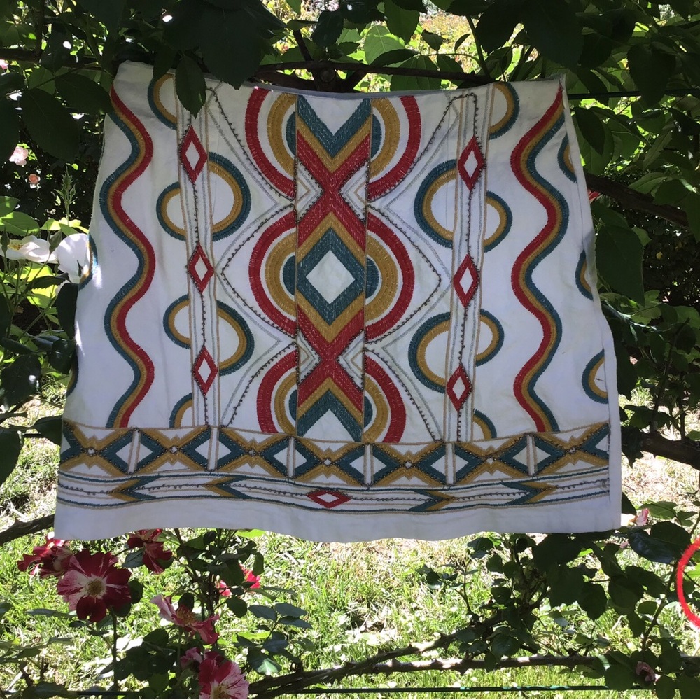 Colorful Geometric Embroidered Skirt